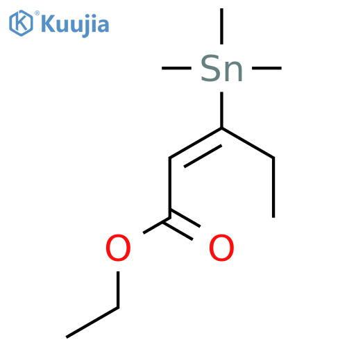 2-PENTENOIC ACID, 3-(TRIMETHYLSTANNYL)-, ETHYL ESTER, (E)- structure