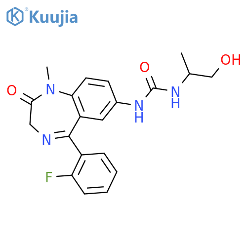 1-[5-(2-fluorophenyl)-1-methyl-2-oxo-2,3-dihydro-1H-1,4-benzodiazepin-7-yl]-3-(2-hydroxy-1-methylethyl)urea structure