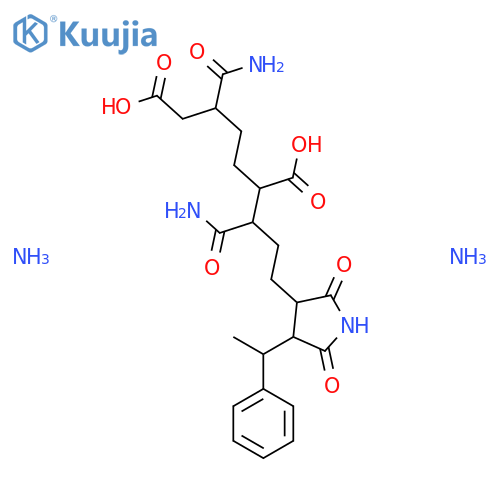 2-[1-Amino-4-[2,5-dioxo-4-(1-phenylethyl)pyrrolidin-3-yl]-1-oxobutan-2-yl]-5-carbamoylheptanedioic acid;azane structure