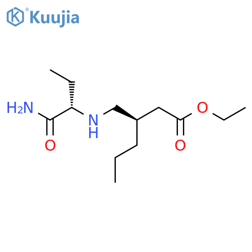 Ethyl (3R)-3-[[[(2S)-1-amino-1-oxobutan-2-yl]amino]methyl]hexanoate structure