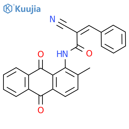 2-cyano-N-(2-methyl-9,10-dioxo-9,10-dihydroanthracen-1-yl)-3-phenylprop-2-enamide structure