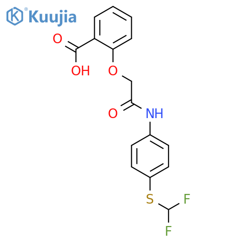 2-({4-(difluoromethyl)sulfanylphenyl}carbamoyl)methoxybenzoic acid structure