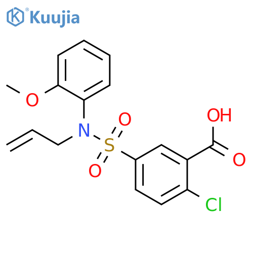 2-chloro-5-(2-methoxyphenyl)(prop-2-en-1-yl)sulfamoylbenzoic acid structure