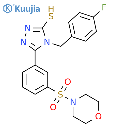 4-(4-fluorophenyl)methyl-5-3-(morpholine-4-sulfonyl)phenyl-4H-1,2,4-triazole-3-thiol structure