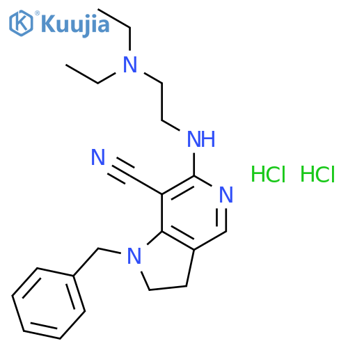 1-benzyl-6-{[2-(diethylamino)ethyl]amino}-2,3-dihydro-1H-pyrrolo[3,2-c]pyridine-7-carbonitrile dihydrochloride structure