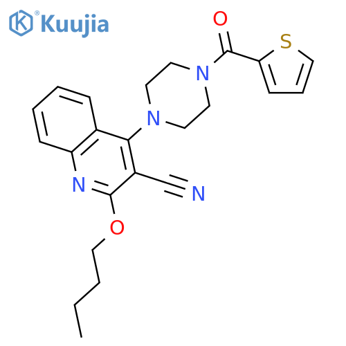 Piperazine, 1-(2-butoxy-3-cyano-4-quinolinyl)-4-(2-thienylcarbonyl)- structure