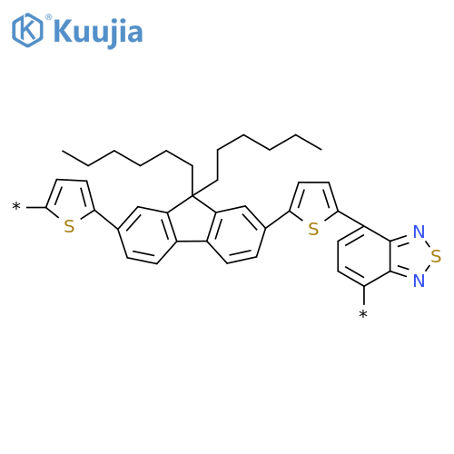 Poly[2,1,3-benzothiadiazole-4,7-diyl-2,5-thiophenediyl(9,9-dihexyl-9H-fluorene-2,7-diyl)-2,5-thiophenediyl] structure