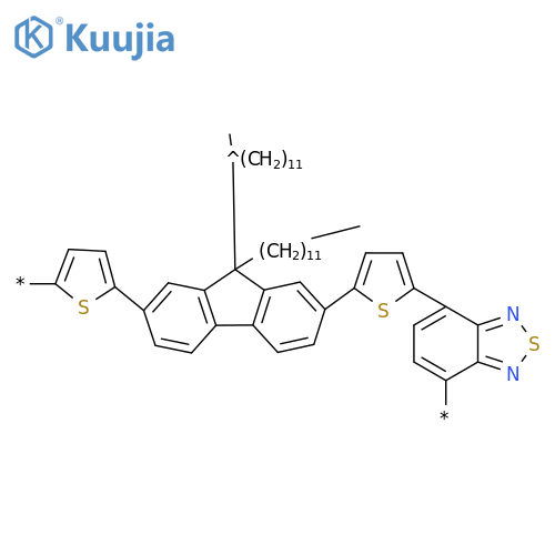 Poly[2,1,3-benzothiadiazole-2,7-diyl-2,5-thiophenediyl(9,9-didodecyl-9H-fluorene-2,7-diyl)-2,5-thiophenediyl] structure