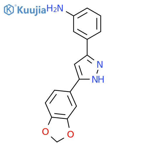 BENZENAMINE, 3-[5-(1,3-BENZODIOXOL-5-YL)-1H-PYRAZOL-3-YL]- structure
