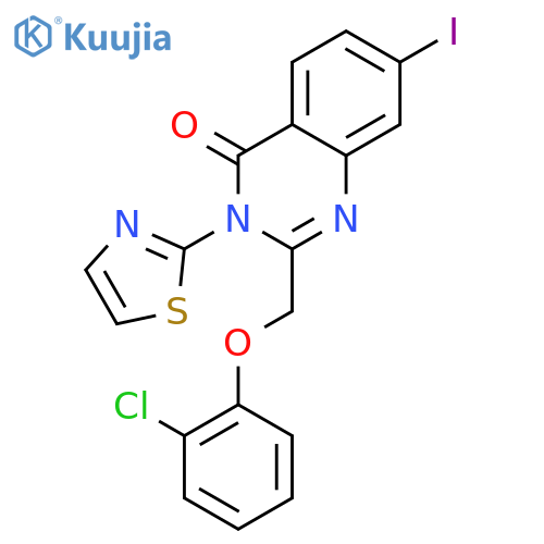 2-[(2-chlorophenoxy)methyl]-7-iodo-3-(1,3-thiazol-2-yl)quinazolin-4(3H)-one structure
