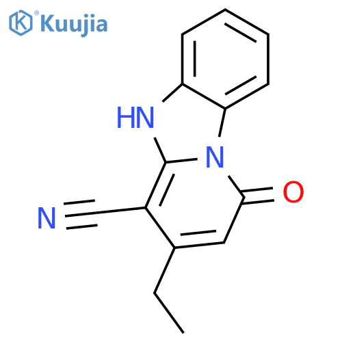11-ethyl-13-oxo-1,8-diazatricyclo7.4.0.0,2,7trideca-2,4,6,9,11-pentaene-10-carbonitrile structure