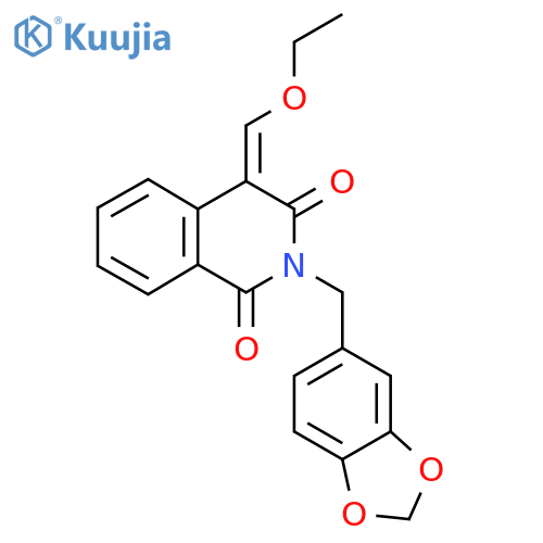 2-(1,3-dioxaindan-5-yl)methyl-4-(ethoxymethylidene)-1,2,3,4-tetrahydroisoquinoline-1,3-dione structure