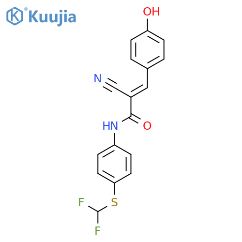 (2E)-2-cyano-N-{4-[(difluoromethyl)sulfanyl]phenyl}-3-(4-hydroxyphenyl)prop-2-enamide structure