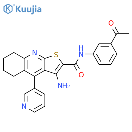 N-(3-acetylphenyl)-3-amino-4-(pyridin-3-yl)-5H,6H,7H,8H-thieno2,3-bquinoline-2-carboxamide structure