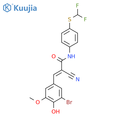 3-(3-bromo-4-hydroxy-5-methoxyphenyl)-2-cyano-N-{4-[(difluoromethyl)sulfanyl]phenyl}prop-2-enamide structure