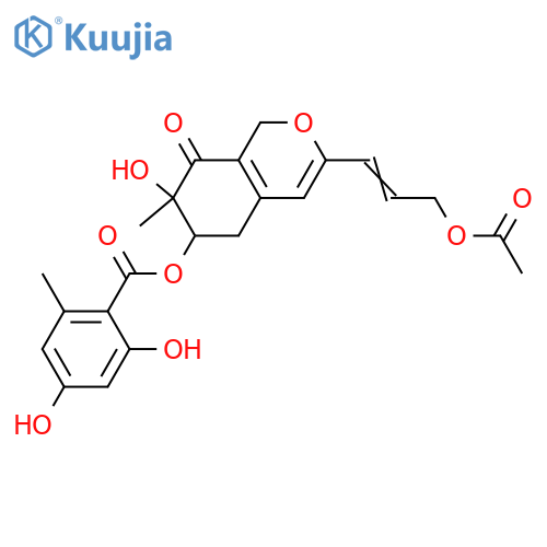 1,5,6,7-Tetrahydro-6,7-dihydroxy-3-(3-hydroxy-1-propenyl)-7-methyl-8H-2-benzopyran-8-one; (1'E,6R*,7R*)-form, 6-O-(2,4-Dihydroxy-6-methylbenzoyl), 3'-Ac structure