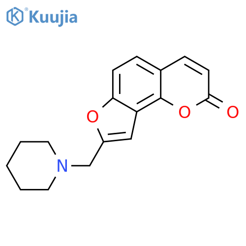 2H-Furo[2,3-h]-1-benzopyran-2-one, 8-(1-piperidinylmethyl)- structure
