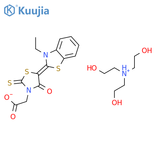 Tris(2-hydroxyethyl)ammonium 5-(3-ethylbenzothiazol-2(3H)-ylidene)-4-oxo-2-thioxothiazolidine-3-acetate structure