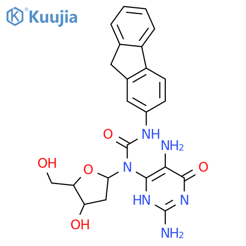 Urea,N-(2-deoxy-b-D-erythro-pentofuranosyl)-N-(2,5-diamino-1,6-dihydro-6-oxo-4-pyrimidinyl)-N'-9H-fluoren-2-yl- structure