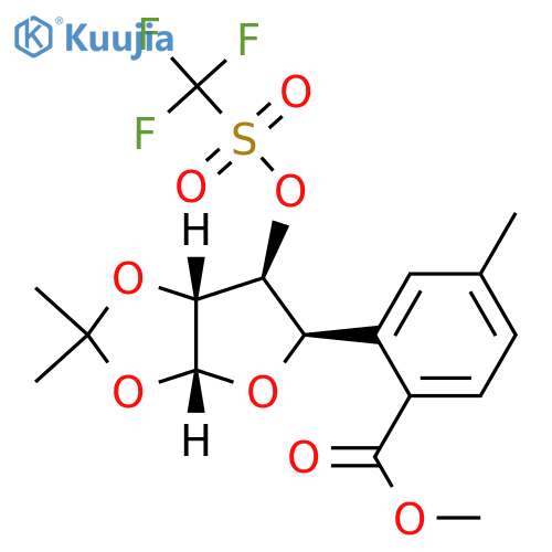((3aR,5R,6S,6aR)-2,2-Dimethyl-6-(((Trifluoromethyl)Sulfonyl)Oxy)Tetrahydrofuro[2,3-D][1,3]Dioxol-5-Yl)Methyl 4-Methylbenzoate structure