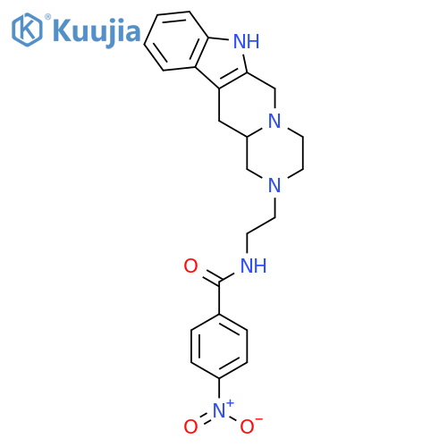 N-[2-(3,4,6,7,12,12a-hexahydropyrazino[1',2':1,6]pyrido[3,4-b]indol-2(1H)-yl)ethyl]-4-nitrobenzamide structure