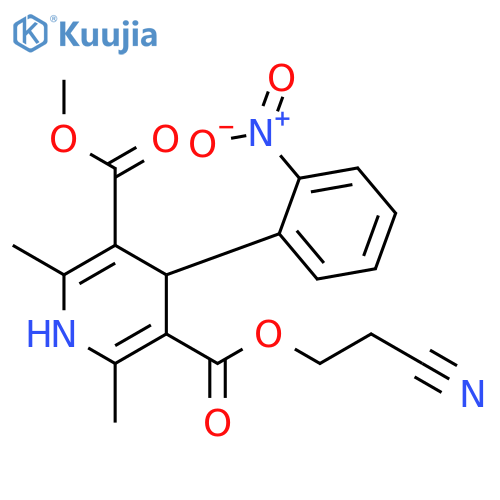 3,5-Pyridinedicarboxylic acid, 1,4-dihydro-2,6-dimethyl-4-(2-nitrophenyl)-, 3-(2-cyanoethyl) 5-methyl ester structure