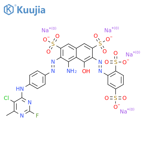 Tetrasodium;4-amino-3-[[4-[(5-chloro-2-fluoro-6-methylpyrimidin-4-yl)amino]phenyl]diazenyl]-6-[(2,5-disulfonatophenyl)diazenyl]-5-hydroxynaphthalene-2,7-disulfonate structure