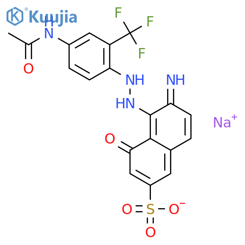 2-Naphthalenesulfonicacid,5-[2-[4-(acetylamino)-2-(trifluoromethyl)phenyl]diazenyl]-6-amino-4-hydroxy-,sodium salt (1:1) structure