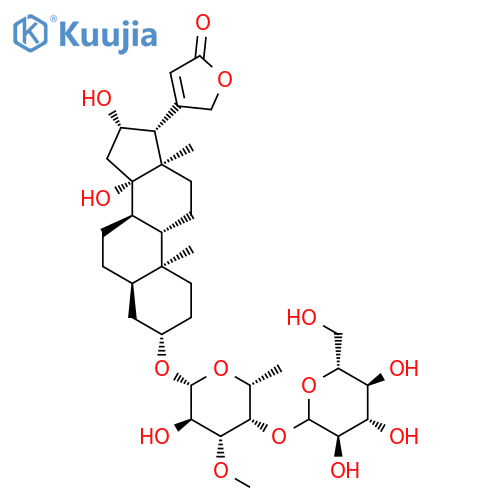 Card-20(22)-enolide,3-[(6-deoxy-4-O-b-D-glucopyranosyl-3-O-methyl-b-D-galactopyranosyl)oxy]-14,16-dihydroxy-,(3b,5b,16b)- structure