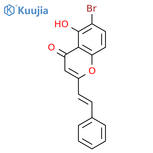 4H-1-Benzopyran-4-one, 6-bromo-5-hydroxy-2-[(1E)-2-phenylethenyl]- structure
