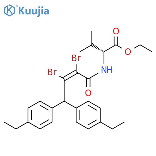 D-Valine, N-[2,3-dibromo-4,4-bis(4-ethylphenyl)-1-oxo-2-butenyl]-, ethyl ester, (Z)- (9CI) structure