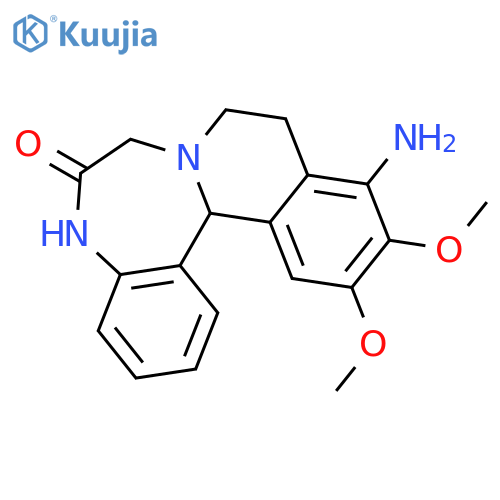 11-amino-12,13-dimethoxy-5,9,10,14b-tetrahydroisoquino[2,1-d][1,4]benzodiazepin-6(7H)-one structure