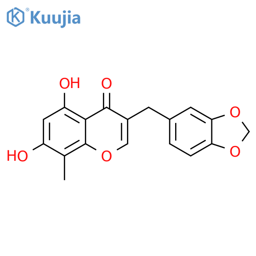 4H-1-Benzopyran-4-one, 3-(1,3-benzodioxol-5-ylmethyl)-5,7-dihydroxy-8-methyl- structure