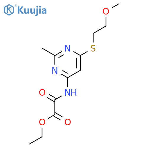 ethyl ({6-[(2-methoxyethyl)sulfanyl]-2-methylpyrimidin-4-yl}amino)(oxo)acetate structure
