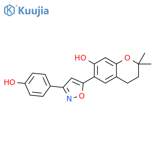 2H-1-Benzopyran-7-ol,3,4-dihydro-6-[3-(4-hydroxyphenyl)-5-isoxazolyl]-2,2-dimethyl- structure