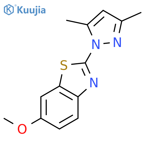 2-(3,5-dimethyl-1H-pyrazol-1-yl)-6-methoxy-1,3-benzothiazole structure