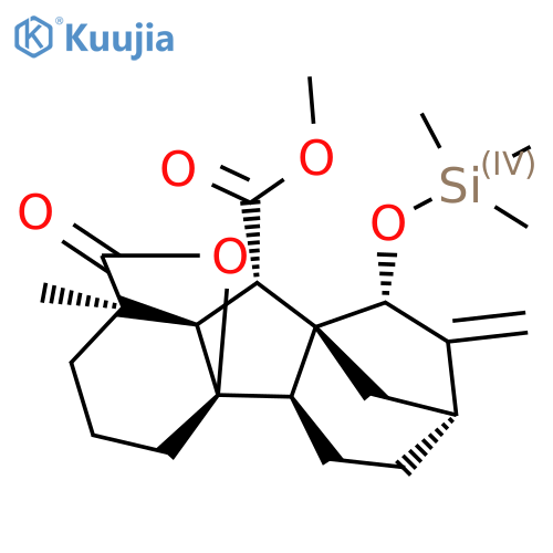 Methyl (1R,2R,5R,7R,8R,9S,10R,11R)-11-methyl-6-methylidene-16-oxo-7-trimethylsilyloxy-15-oxapentacyclo[9.3.2.15,8.01,10.02,8]heptadecane-9-carboxylate structure