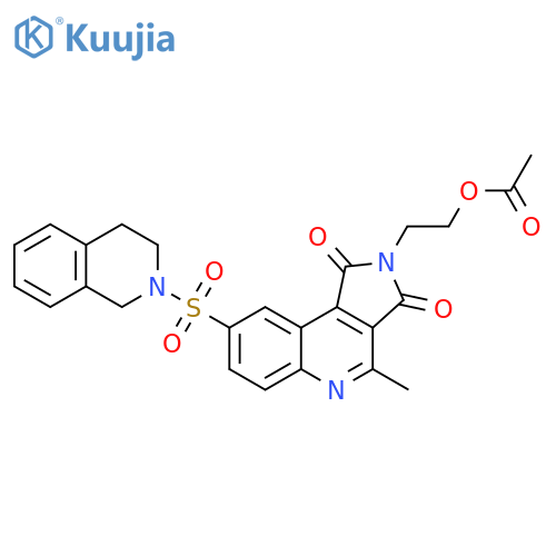 Isoquinoline,2-[[2-[2-(acetyloxy)ethyl]-2,3-dihydro-4-methyl-1,3-dioxo-1H-pyrrolo[3,4-c]quinolin-8-yl]sulfonyl]-1,2,3,4-tetrahydro- structure