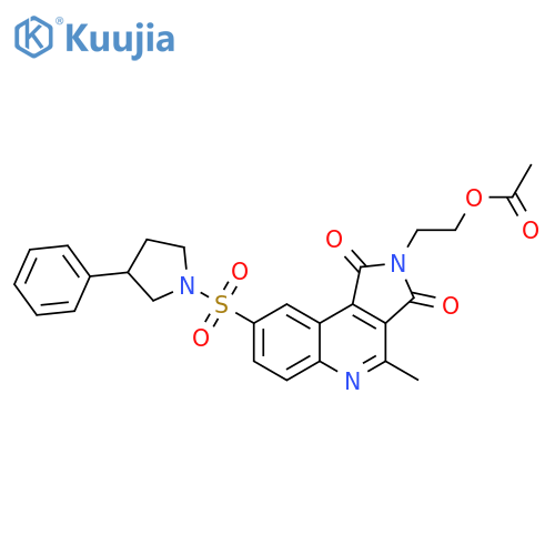 Pyrrolidine,1-[[2-[2-(acetyloxy)ethyl]-2,3-dihydro-4-methyl-1,3-dioxo-1H-pyrrolo[3,4-c]quinolin-8-yl]sulfonyl]-3-phenyl- structure