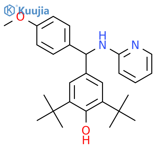 4-[(4-methoxyphenyl)-(pyridin-2-ylamino)methyl]-2,6-ditert-butyl-phenol structure