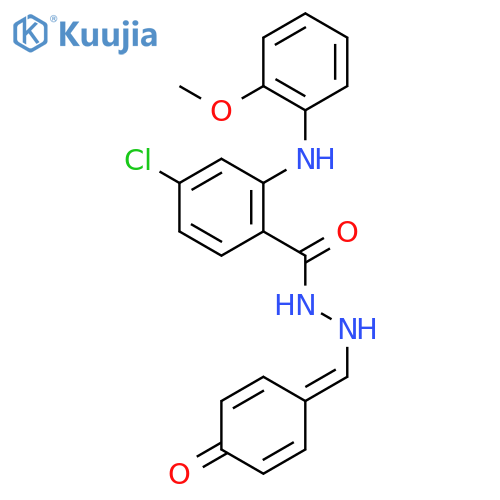 4-chloro-2-[(2-methoxyphenyl)amino]-N'-[(4-oxocyclohexa-2,5-dien-1-ylidene)methyl]benzohydrazide structure