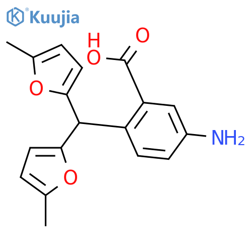 Benzoic acid, 5-amino-2-[bis(5-methyl-2-furanyl)methyl]- structure