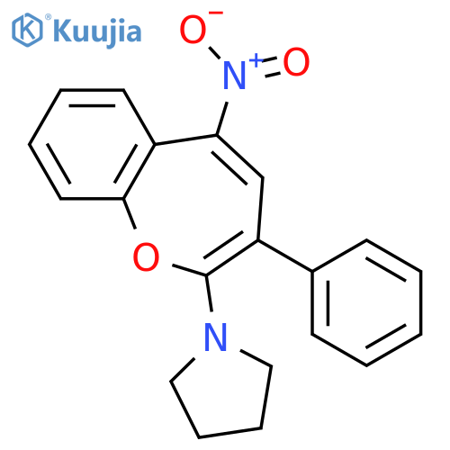 PYRROLIDINE, 1-(5-NITRO-3-PHENYL-1-BENZOXEPIN-2-YL)- structure