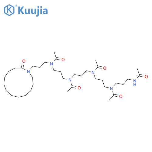 N-[3-[Acetyl-[3-[acetyl-[3-[acetyl-[3-[acetyl-[3-(2-oxo-azacyclotridec-1-yl)propyl]amino]propyl]amino]propyl]amino]propyl]amino]propyl]acetamide structure