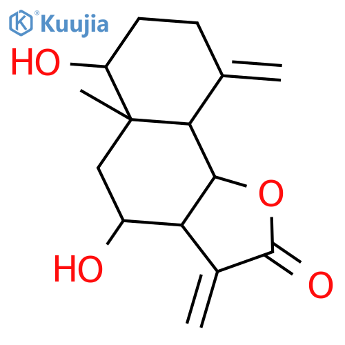 (3aR,4S,5aR,6R,9aS,9bR)-4,6-dihydroxy-5a-methyl-3,9-dimethylidenedecahydronaphtho[1,2-b]furan-2(3H)-one structure