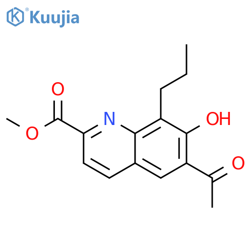2-Quinolinecarboxylic acid, 6-acetyl-7-hydroxy-8-propyl-, methyl ester structure