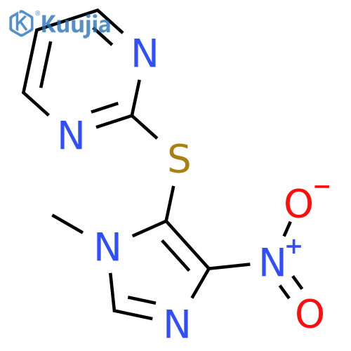 2-[(1-methyl-4-nitro-1H-imidazol-5-yl)sulfanyl]pyrimidine structure