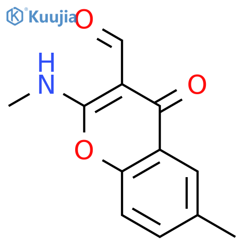 4H-1-Benzopyran-3-carboxaldehyde, 6-methyl-2-(methylamino)-4-oxo- structure
