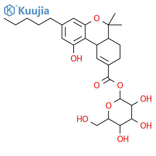 1-O-{[(6aR,10aR)-1-hydroxy-6,6-dimethyl-3-pentyl-6a,7,8,10a-tetrahydro-6H-benzo[c]chromen-9-yl]carbonyl}-beta-D-glucopyranose structure