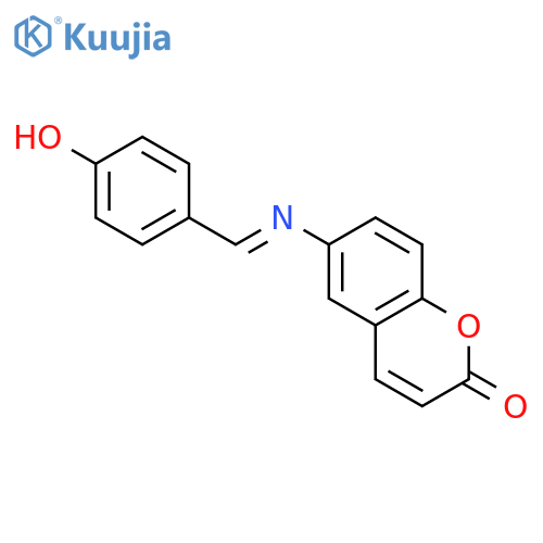 2H-1-BENZOPYRAN-2-ONE, 6-[[(4-HYDROXYPHENYL)METHYLENE]AMINO]- structure